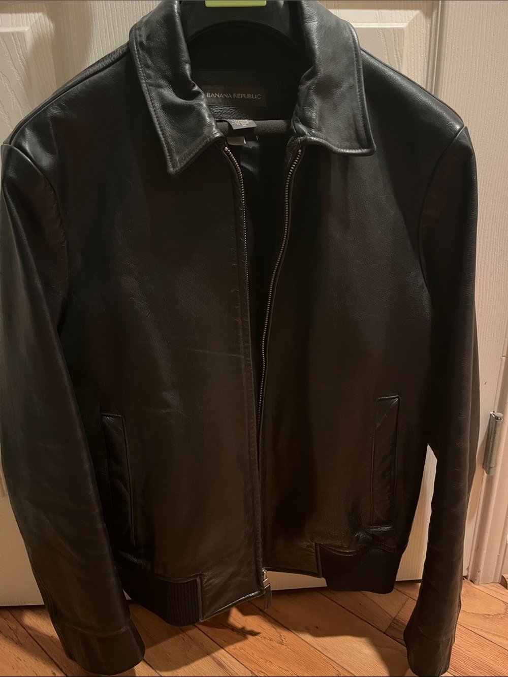 Banana Republic Black Leather Bomber Jacket